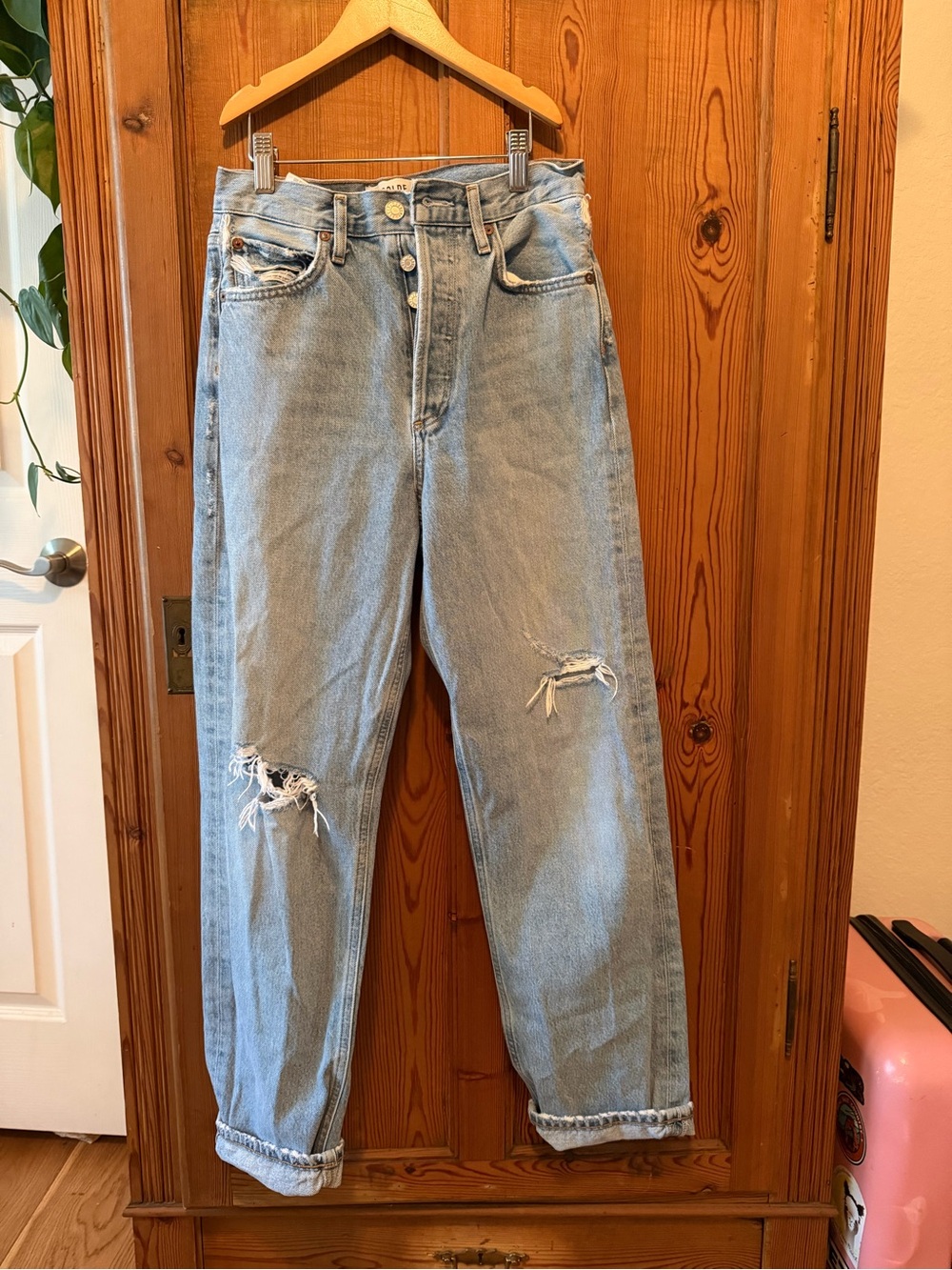 Agolde Light Blue Distressed Boyfriend Jeans